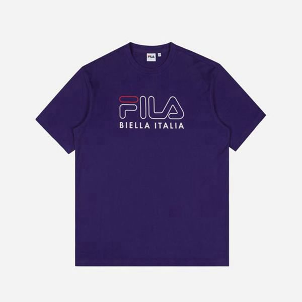 Camisetas Manga Corta Fila Mujer Moradas - 3D Logo S/S - España 701936KHE